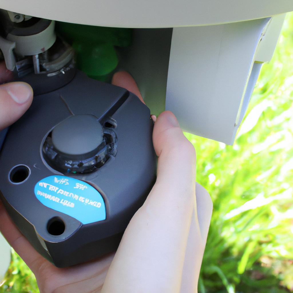 Person adjusting smart irrigation controller