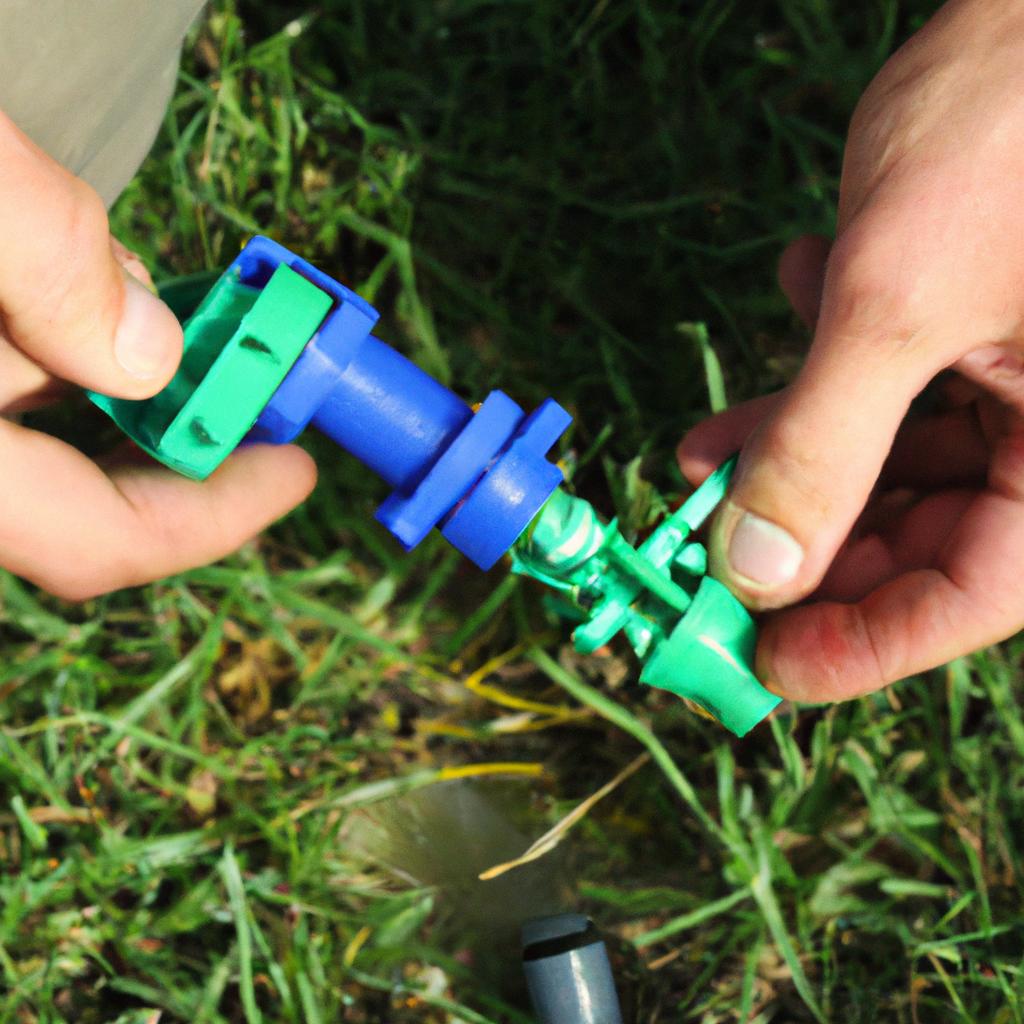 Person installing sprinkler system components